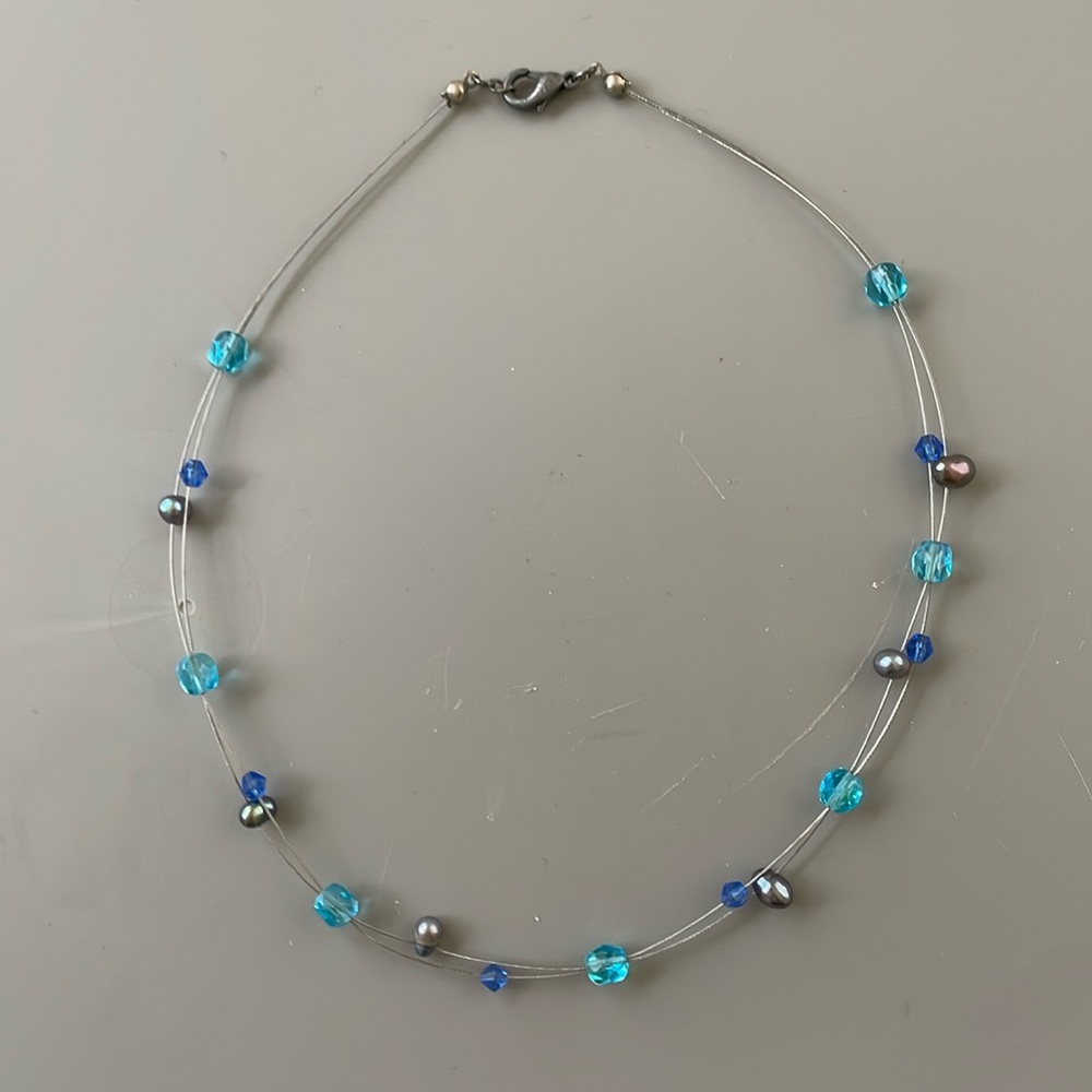 Blue and Silver Necklace - One Size